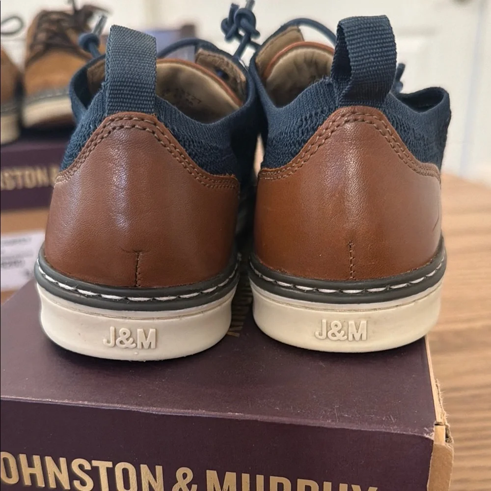 Johnston & Murphy Kids Navy Knit LK McGuffey Casual Sneakers